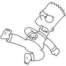 Bart in fighting action coloring page
