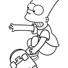 Bart and his skateboard coloring page