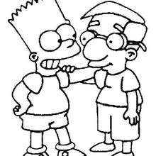 Bart and his friend - Coloring page - CHARACTERS coloring pages - TV SERIES CHARACTERS coloring pages - THE SIMPSONS coloring pages - BART coloring pages