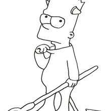 Bart the little devil - Coloring page - CHARACTERS coloring pages - TV SERIES CHARACTERS coloring pages - THE SIMPSONS coloring pages - BART coloring pages