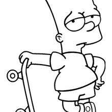 Bart the king of skateboarding - Coloring page - CHARACTERS coloring pages - TV SERIES CHARACTERS coloring pages - THE SIMPSONS coloring pages - BART coloring pages