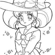 Bunny with a nice hat - Coloring page - MANGA coloring pages - SAILOR MOON coloring pages