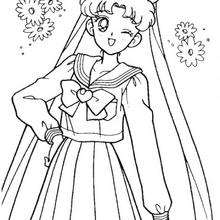 Bunny with flowers - Coloring page - MANGA coloring pages - SAILOR MOON coloring pages