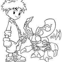Izzy and Tentomon coloring sheet - Coloring page - MANGA coloring pages - DIGIMON coloring pages
