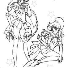 Two warrior girls - Coloring page - MANGA coloring pages - SAILOR MOON coloring pages