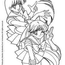 Two heroes - Coloring page - MANGA coloring pages - SAILOR MOON coloring pages
