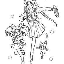 Sailor Moon going to school coloring page