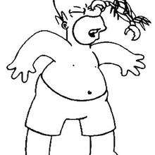Homer on the beach - Coloring page - CHARACTERS coloring pages - TV SERIES CHARACTERS coloring pages - THE SIMPSONS coloring pages - HOMER coloring pages