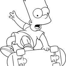 Bart skateboarding - Coloring page - CHARACTERS coloring pages - TV SERIES CHARACTERS coloring pages - THE SIMPSONS coloring pages - BART coloring pages