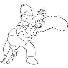 Homer dancing with Marge - Coloring page - CHARACTERS coloring pages - TV SERIES CHARACTERS coloring pages - THE SIMPSONS coloring pages - HOMER coloring pages