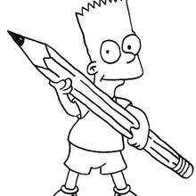 Bart's pencil - Coloring page - CHARACTERS coloring pages - TV SERIES CHARACTERS coloring pages - THE SIMPSONS coloring pages - BART coloring pages