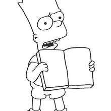 Bart and his book - Coloring page - CHARACTERS coloring pages - TV SERIES CHARACTERS coloring pages - THE SIMPSONS coloring pages - BART coloring pages