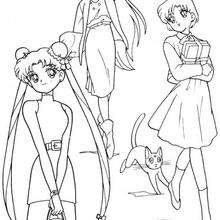 Schoolgirls - Coloring page - MANGA coloring pages - SAILOR MOON coloring pages