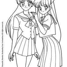 Girlfriends - Coloring page - MANGA coloring pages - SAILOR MOON coloring pages