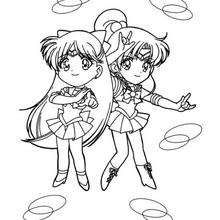 Little warriors - Coloring page - MANGA coloring pages - SAILOR MOON coloring pages