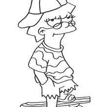 Lisa and her skateboard - Coloring page - CHARACTERS coloring pages - TV SERIES CHARACTERS coloring pages - THE SIMPSONS coloring pages - LISA coloring pages