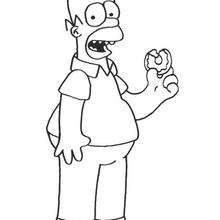 Homer eating a doughnut coloring page