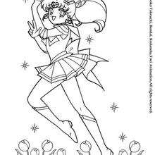 Sailor Moon in the middle of flowers - Coloring page - MANGA coloring pages - SAILOR MOON coloring pages