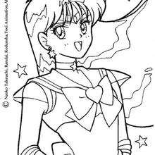 Sailor Mars portrait - Coloring page - MANGA coloring pages - SAILOR MOON coloring pages