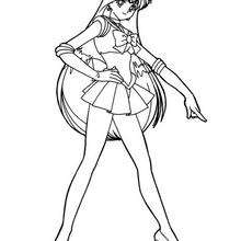 Rei in her Super Sailor Mars form - Coloring page - MANGA coloring pages - SAILOR MOON coloring pages
