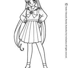 Sailor Moon in her school uniform - Coloring page - MANGA coloring pages - SAILOR MOON coloring pages