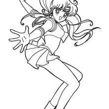 Sailor Moon in action - Coloring page - MANGA coloring pages - SAILOR MOON coloring pages