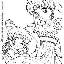 Sailor Moon with a princess dress - Coloring page - MANGA coloring pages - SAILOR MOON coloring pages