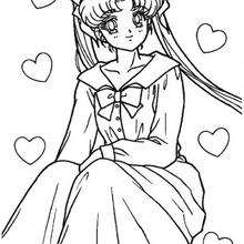 Sailor Moon with a long dress - Coloring page - MANGA coloring pages - SAILOR MOON coloring pages