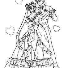 Sailor Moon with her boyfriend - Coloring page - MANGA coloring pages - SAILOR MOON coloring pages