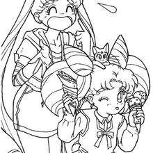 Sailor Moon with an ice-cream - Coloring page - MANGA coloring pages - SAILOR MOON coloring pages