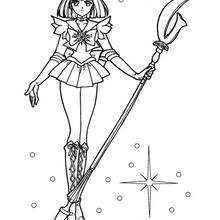 Sailor Saturn in her original uniform - Coloring page - MANGA coloring pages - SAILOR MOON coloring pages