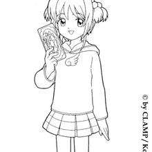 Sakura and the magic card coloring page