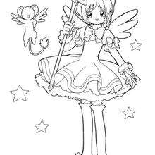 Sakura the princess and Kereberus - Coloring page - MANGA coloring pages - SAKURA coloring pages