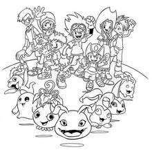 All Digimon heroes coloring sheet - Coloring page - MANGA coloring pages - DIGIMON coloring pages