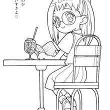 Rere reading a book coloring page