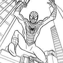 Spiderman's big jump - Coloring page - SUPER HEROES Coloring Pages - SPIDERMAN coloring pages