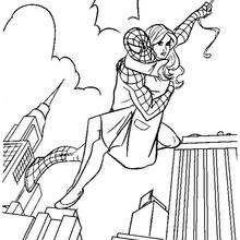 Spiderman and his girlfriend - Coloring page - SUPER HEROES Coloring Pages - SPIDERMAN coloring pages