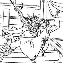 Spiderman saving Mary Jane - Coloring page - SUPER HEROES Coloring Pages - SPIDERMAN coloring pages