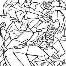 Batman fighting with enemis - Coloring page - SUPER HEROES Coloring Pages - BATMAN coloring pages