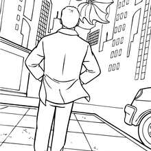 Batman in the city coloring page