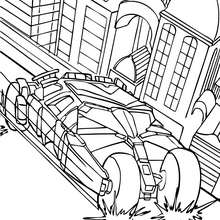 Batman's car in the city coloring page - Coloring page - SUPER HEROES Coloring Pages - BATMAN coloring pages