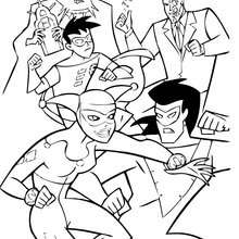 Criminals fighting together coloring page