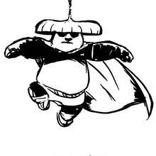 Po the Kung Fu hero flying coloring page