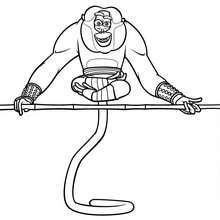 Master Monkey doing yoga coloring page - Coloring page - MOVIE coloring pages - KUNG FU PANDA coloring pages - Master Monkey coloring pages