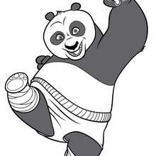 Po training to fight - Coloring page - MOVIE coloring pages - KUNG FU PANDA coloring pages - Po the Panda coloring pages