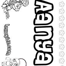 Aanya - Coloring page - NAME coloring pages - GIRLS NAME coloring pages - A names for girls coloring sheets