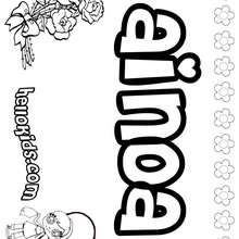 Ainoa - Coloring page - NAME coloring pages - GIRLS NAME coloring pages - A names for girls coloring sheets