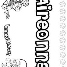 Aireonna - Coloring page - NAME coloring pages - GIRLS NAME coloring pages - A names for girls coloring sheets