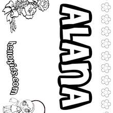 Alana - Coloring page - NAME coloring pages - GIRLS NAME coloring pages - A names for girls coloring sheets