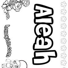 Aleah - Coloring page - NAME coloring pages - GIRLS NAME coloring pages - A names for girls coloring sheets